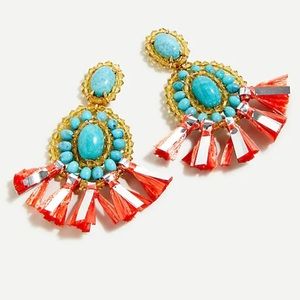 NWT J Crew Turquoise Stone Raffia Earring